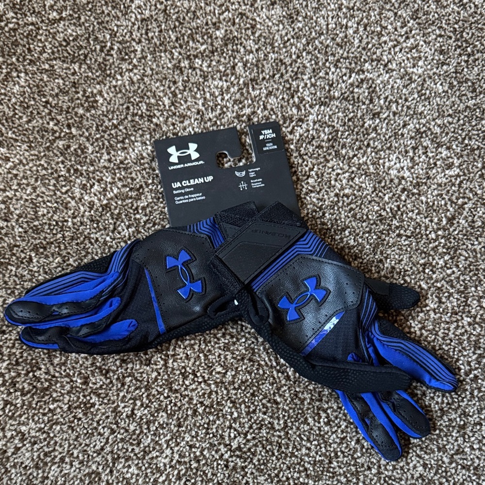 Under Armour Black & Royal Blue Batting Gloves